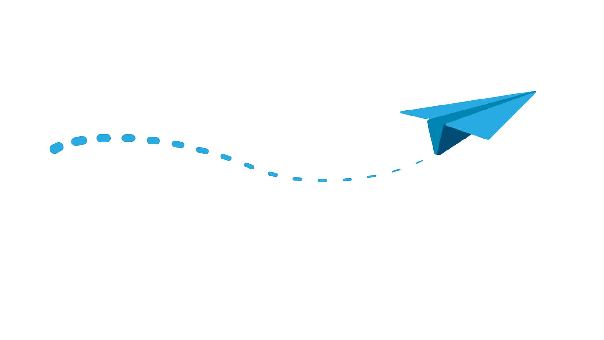 Grafik mit einem blauen Papierflieger