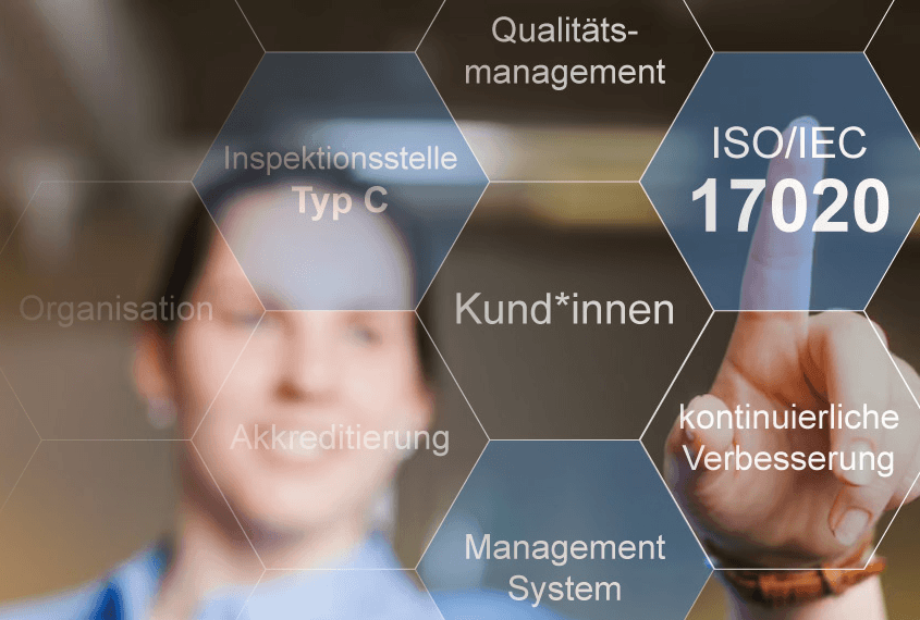 person pressing button "ISO/IEC 17020"