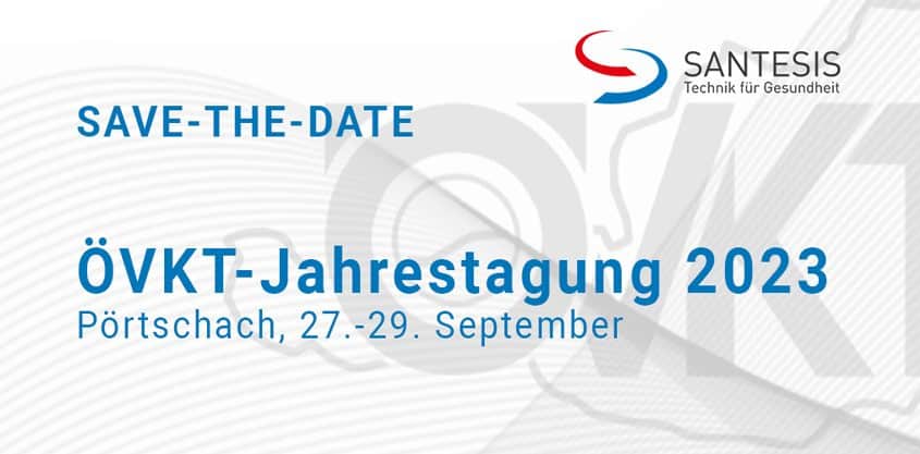 SANTESIS-Logo und Text "SAVE-THE-DATE ÖVKT-Jahrestagung 2023, Pörtschach, 27.-29. September"