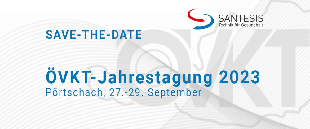 SANTESIS-Logo und Text "SAVE-THE-DATE ÖVKT-Jahrestagung 2023, Pörtschach, 27.-29. September"
