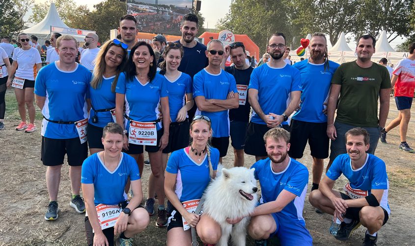 Gruppenfoto: SANTESIS-Mitarbeiter*innen beim Wien Energie Business Run 2024