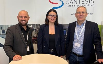 Gruppenfoto unseres Standdienstes auf der TSB-Tagung: David Boudar, Monika Bauer, Harald Suko